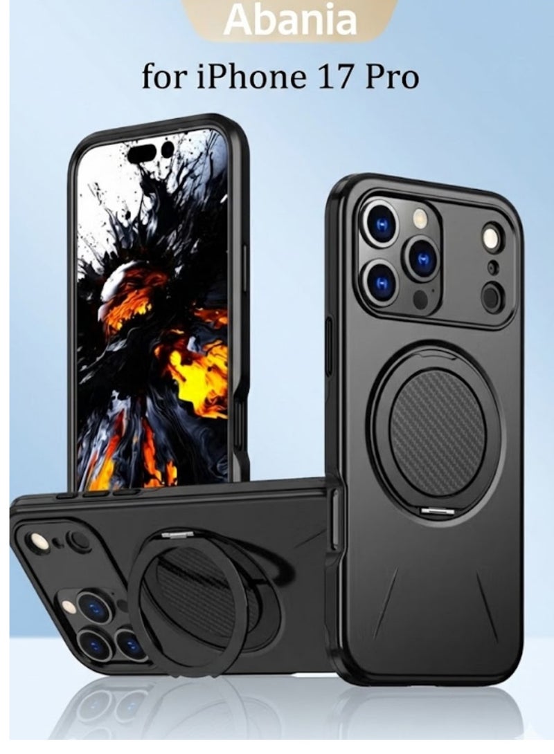Abania iPhone 17 Pro Case MagSafe Magnetic Phone Case 360° Rotating Ring Stand Military Grade Drop Proof iPhone 17 Pro Cover Heavy Duty Shockproof Kickstand Car Mount Anti Fingerprint Black Slim Phone Cover for iPhone 17 Pro - Image 1
